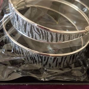 New zebra hoop earrings sealed & boxed